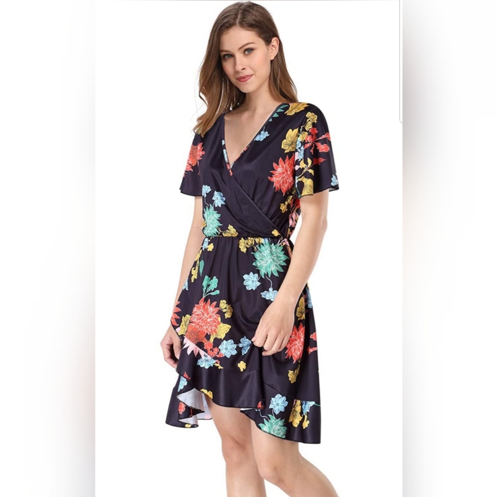 🌞Short Sleeve Ruffles Casual Dress - Picture 1 of 5